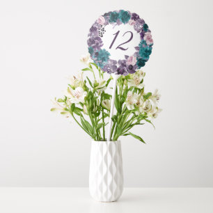 Moody Boho   Eggplant Purple and Teal Table Number Balloon