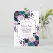 Moody Boho | Eggplant Purple Floral Bridal Shower Invitation (Standing Front)