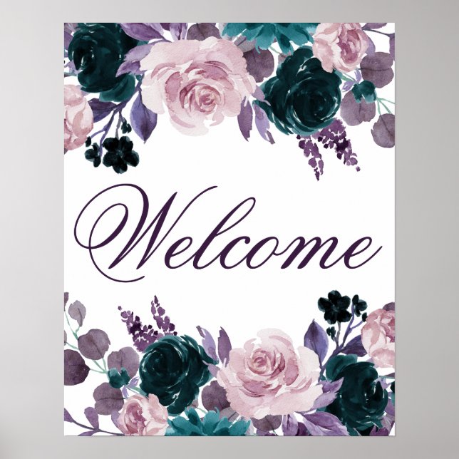 Moody Boho | Eggplant Purple Floral Quinceanera Poster (Front)