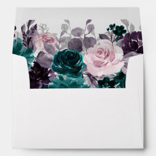 Moody Boho Eggplant Purple Floral Return Address Envelope