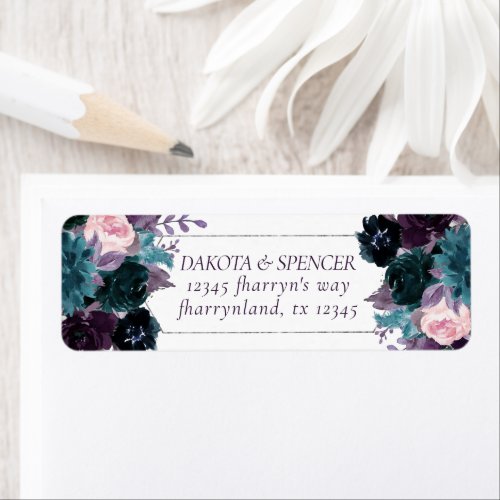 Moody Boho  Eggplant Purple Frame Wedding Address Label