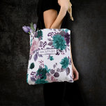 Moody Boho | Eggplant Purple Pattern Bridal Party Tote Bag<br><div class="desc">Modern, dark, and moody hand-painted theme featuring a jewel tone eggplant purple, plum, mauve, and dark teal watercolor floral bouquet embellished by botanical laurel and deep purple accents. From the "Boho Bloom" collection, this layout incorporates a rich Bohemian wildflower bouquet with radiant flower blooms and eucalyptus greenery foliage. For other...</div>