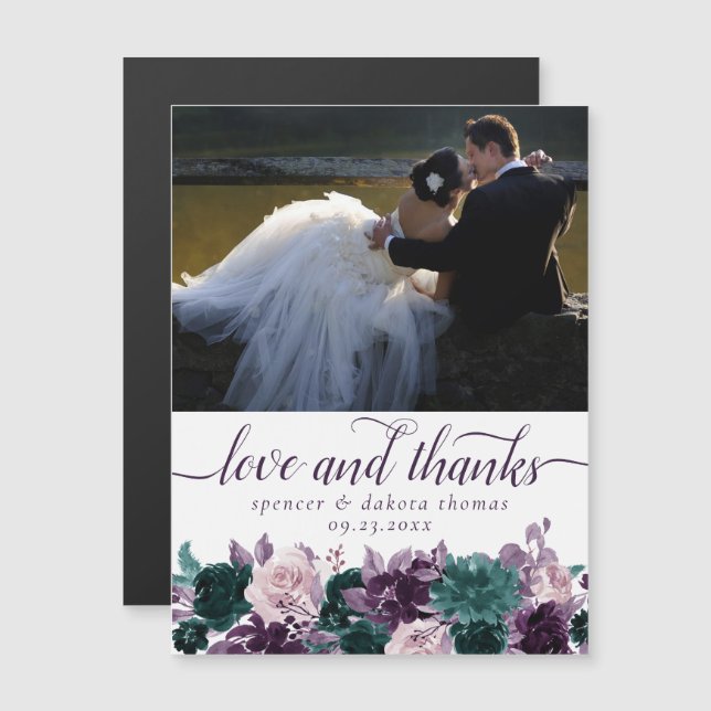 Moody Boho | Eggplant Teal Photo Thank You Magnet (Front/Back)