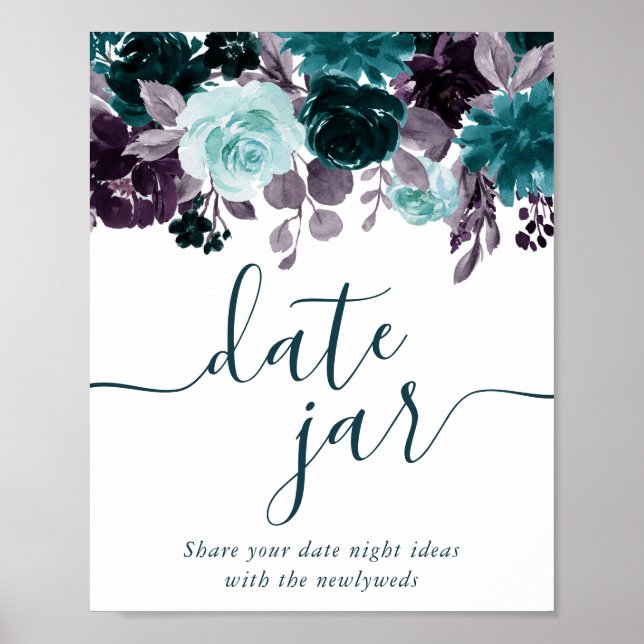Moody Boho | Teal and Eggplant Purple Date Jar Poster (Front)