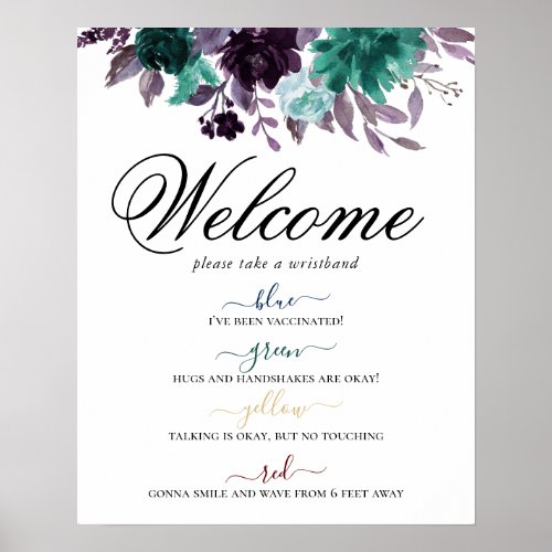 Moody Boho  Teal and Purple Social Distancing Poster