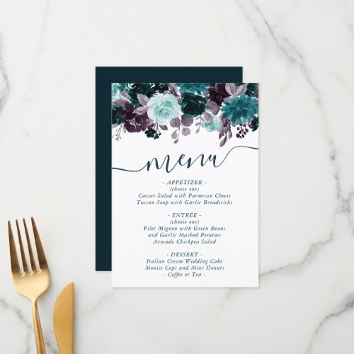 Moody Boho  Teal and Turquoise Floral Garland Menu