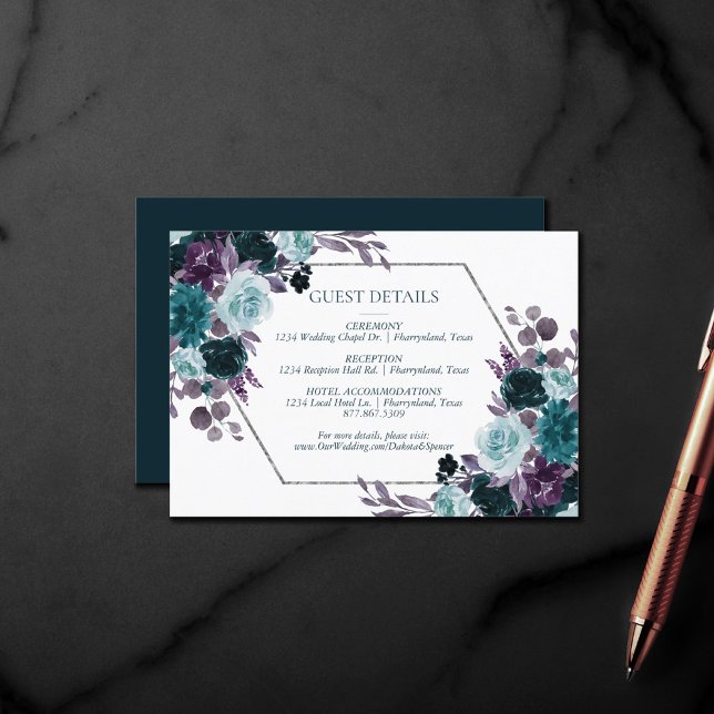 Moody Boho | Teal Dark Floral Accommodation Enclosure Card (Creator Uploaded)