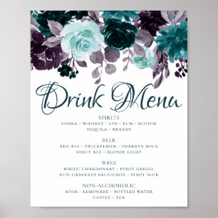 Moody Boho   Teal Floral Garland Drink Choice Poster