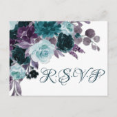Moody Boho | Teal Turquoise Dark Floral Entree Postcard (Front)