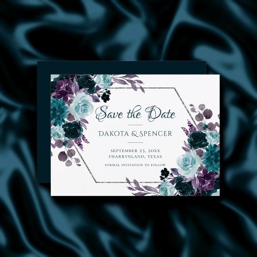 Love Bloom | Teal and Turquoise Dark Moody Wedding Save The Date
