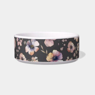 Moody Boho Watercolor Blush Wildflowers Pattern Bowl