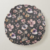 Moody Boho Watercolor Blush Wildflowers Pattern 