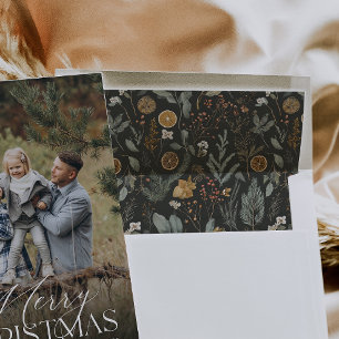 Moody Botanical Christmas Holiday Envelope Liner