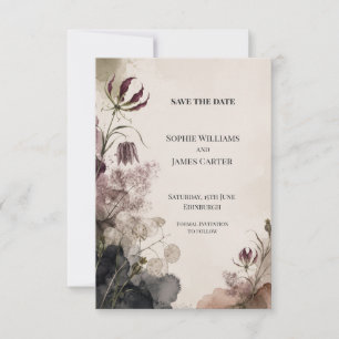 Moody Botanical Collage Wedding Save The Date