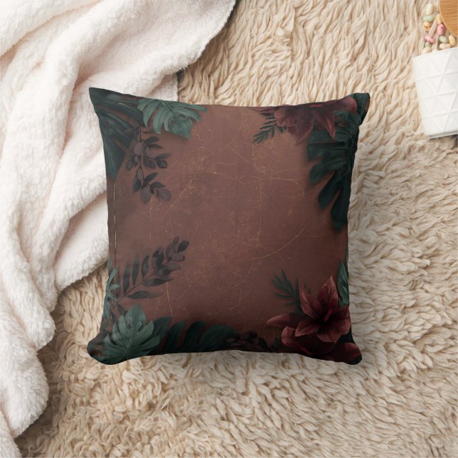 Moody Botanical Elegance  Throw Pillow (Blanket)