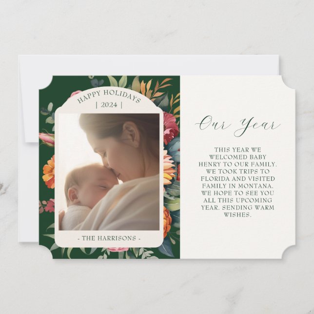 Moody Botanical Year In Review Holiday Card  (Front)