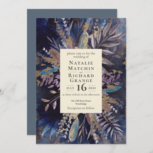 Moody Bouquet botanical wedding Invitation