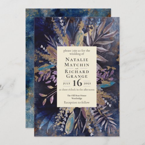 Moody Bouquet botanical wedding Invitation