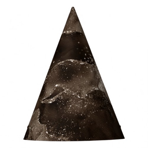 Moody Bronze Agate Golden Sepia Taupe Brown Party Hat
