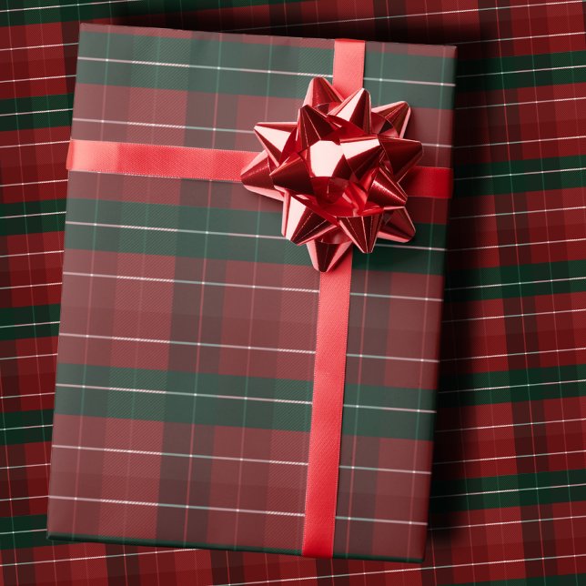 Moody Burgundy and Hunter Green Stripe Plaid Xmas Wrapping Paper (Creator Uploaded)