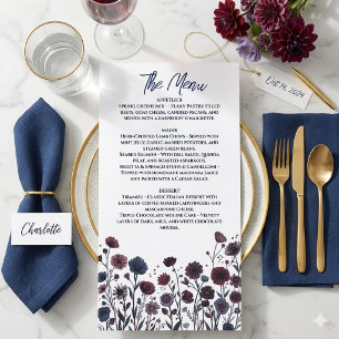 Moody Burgundy & Blue Floral Menu