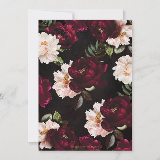 Moody Burgundy Blush Pink Floral Peonies Wedding Invitation | Zazzle