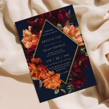 Moody Burgundy Burnt Orange Navy Floral Wedding