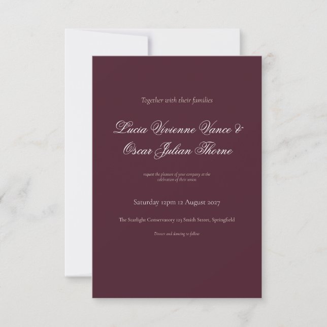 Moody Burgundy Dutch Floral Wedding Invitation (Front)