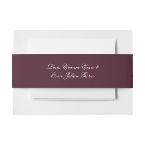 Moody Burgundy Dutch Floral Wedding Invitation Belly Band