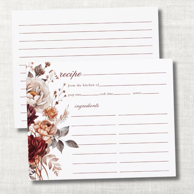 Moody Burgundy Floral Autumn Bridal Shower Recipe  (Creator Uploaded)