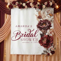 Moody Burgundy Floral Bridal Shower Backdrop