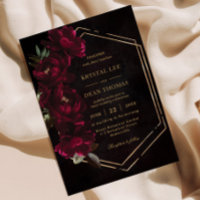 Moody Burgundy Floral Peonies Wedding