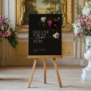 Moody Burgundy Floral Wedding Elegant Wedding Foam Board