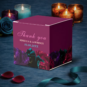 Moody Burgundy Jewel Tone Floral Wedding Favor Boxes