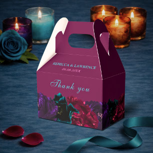 Moody Burgundy Jewel Tone Floral Wedding Favor Boxes