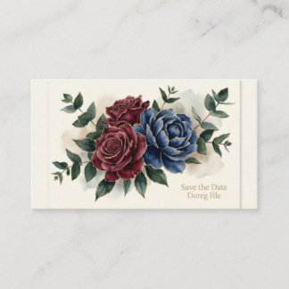Moody Burgundy Navy Wedding Invitation | Dark Flor
