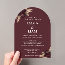 Moody Burgundy Rose Pampas Grass Arch Wedding 