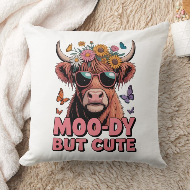 Moody But Cute Throw Pillow (Blanket)