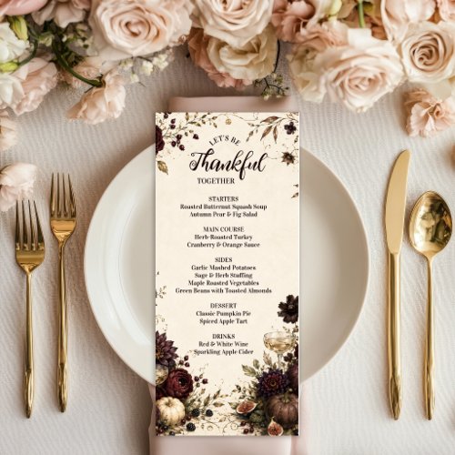 Moody Candlelit Thanksgiving Dinner Menu