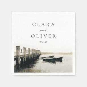 Moody Cape Cod Harbor Dock Beach Wedding Napkins