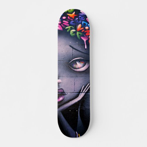 Moody Cartoon Girl Street Art Skateboard