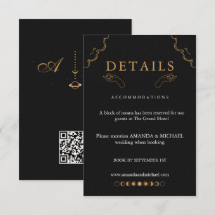 Moody Celestial Gold Moon Mystical details QR card