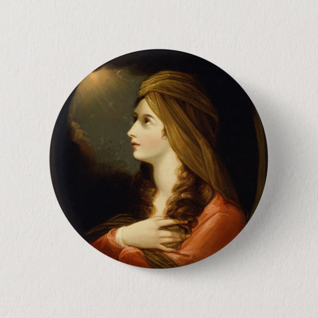 Moody Celestial Light Lady Red Turban Art Button (Front)