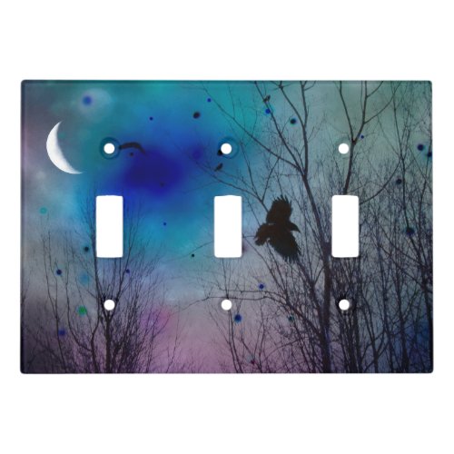 Moody Celestial Night Of Crow Light Switch Cover