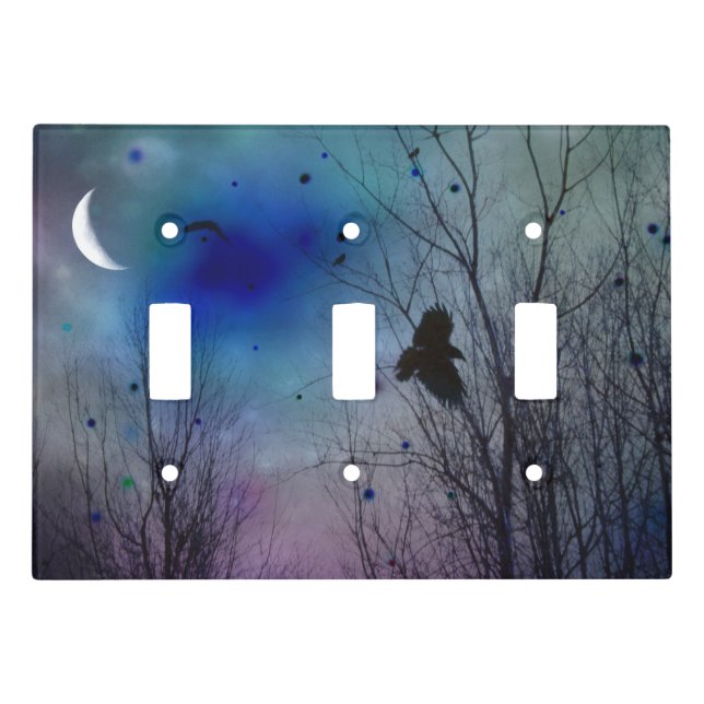 Moody Celestial Night Of Crow Light Switch Cover (Front)
