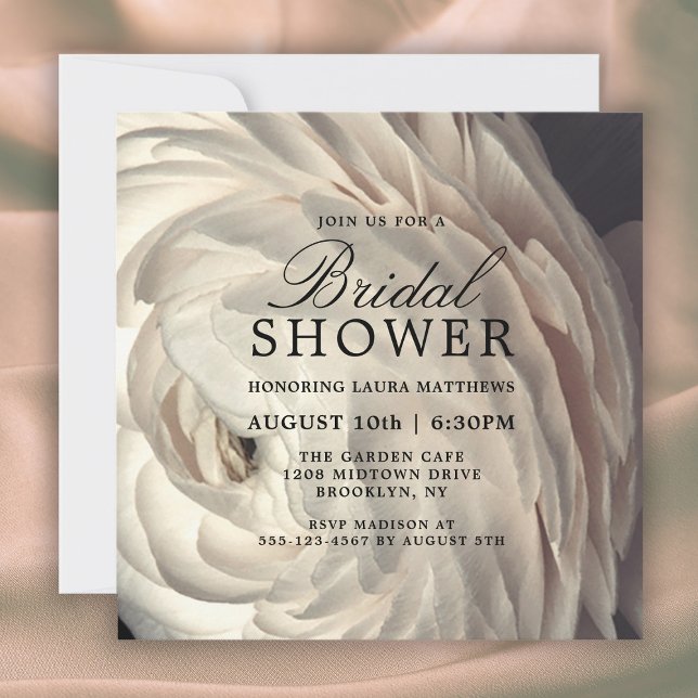 Moody Charm White Floral Bridal Shower Invitation (Creator Uploaded)