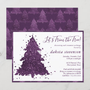 Moody Christmas   Deep Plum Purple Tree Trim Party Holiday Card