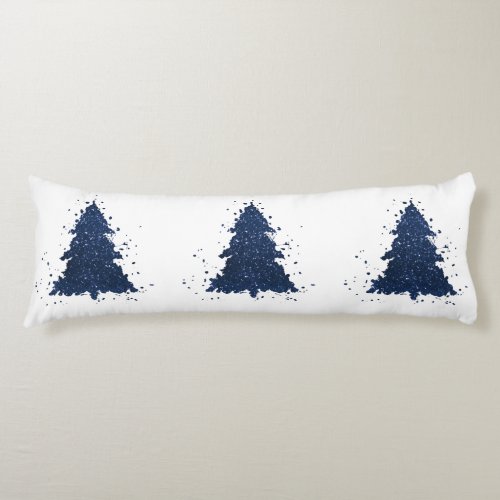 Moody Christmas Tree  Classy Dark Navy Blue Body Pillow