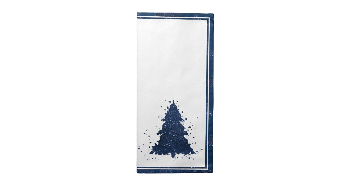 Moody Merry Christmas, Classy Dark Navy Blue Tree Kitchen Towel, Zazzle