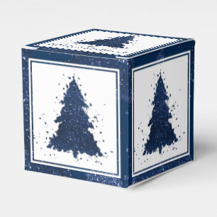 Moody Christmas Tree Classy Dark Navy Blue Favor Boxes